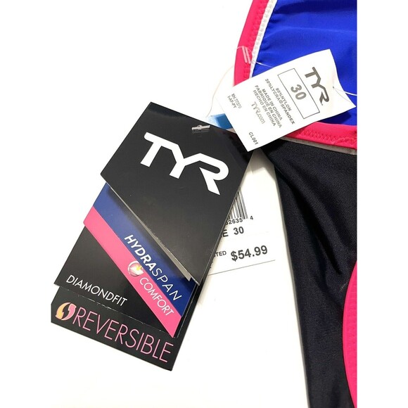 TYR HydraSpan Double Binding Reversible DiamondFit One Piece Swimsuit Black 30 - Picture 5 of 9